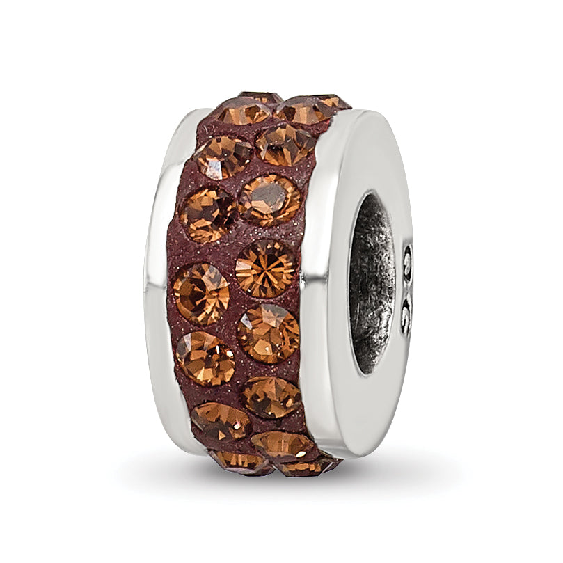 Sterling Silver Reflections Brown Double Row Preciosa Crystal Bead