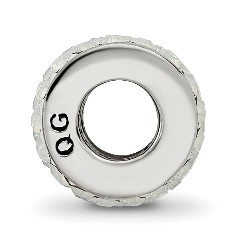 Sterling Silver 925 Polished Bead with White Preciosa Crystals Elegant Double Row