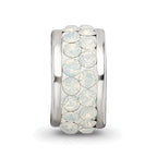 Sterling Silver 925 Polished Bead with White Preciosa Crystals Elegant Double Row