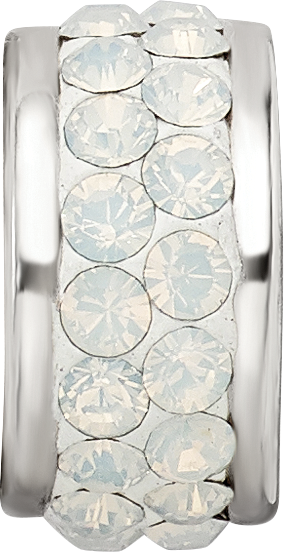 Sterling Silver 925 Polished Bead with White Preciosa Crystals Elegant Double Row