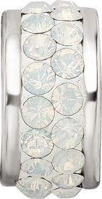 Sterling Silver 925 Polished Bead with White Preciosa Crystals Elegant Double Row
