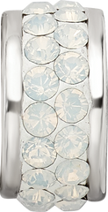 Sterling Silver 925 Polished Bead with White Preciosa Crystals Elegant Double Row