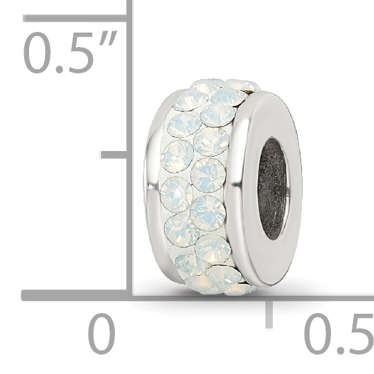 Sterling Silver 925 Polished Bead with White Preciosa Crystals Elegant Double Row