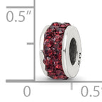Sterling Silver 925 Polished Bead with Crimson Preciosa Crystals, Elegant Double Row Design