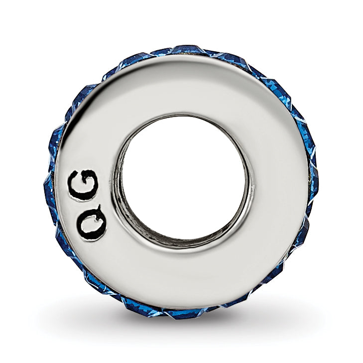 Sterling Silver 925 Bead with Blue Preciosa Crystals Polished Finish