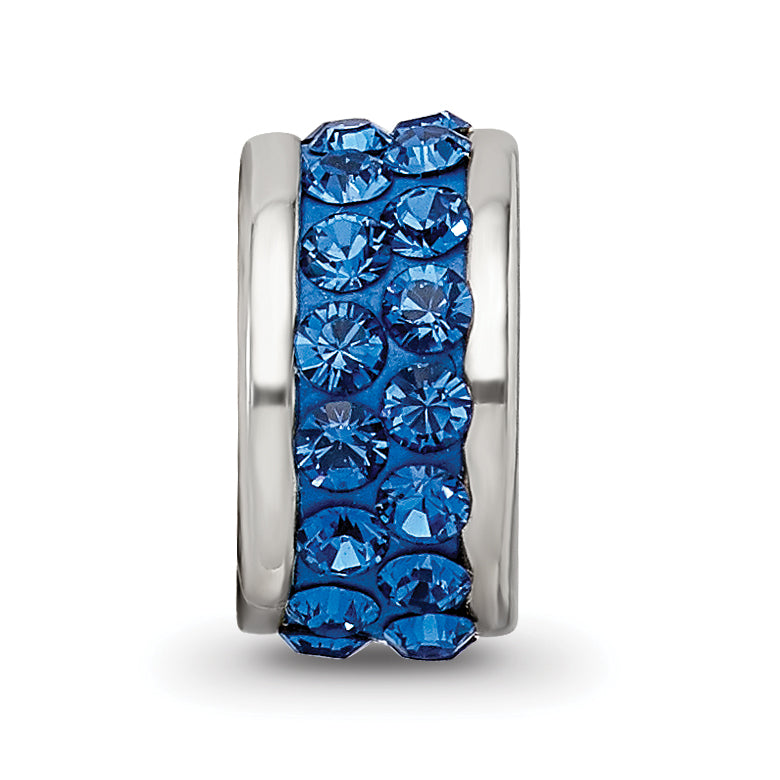 Sterling Silver 925 Bead with Blue Preciosa Crystals Polished Finish