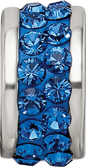 Sterling Silver 925 Bead with Blue Preciosa Crystals Polished Finish