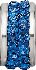Sterling Silver 925 Bead with Blue Preciosa Crystals Polished Finish