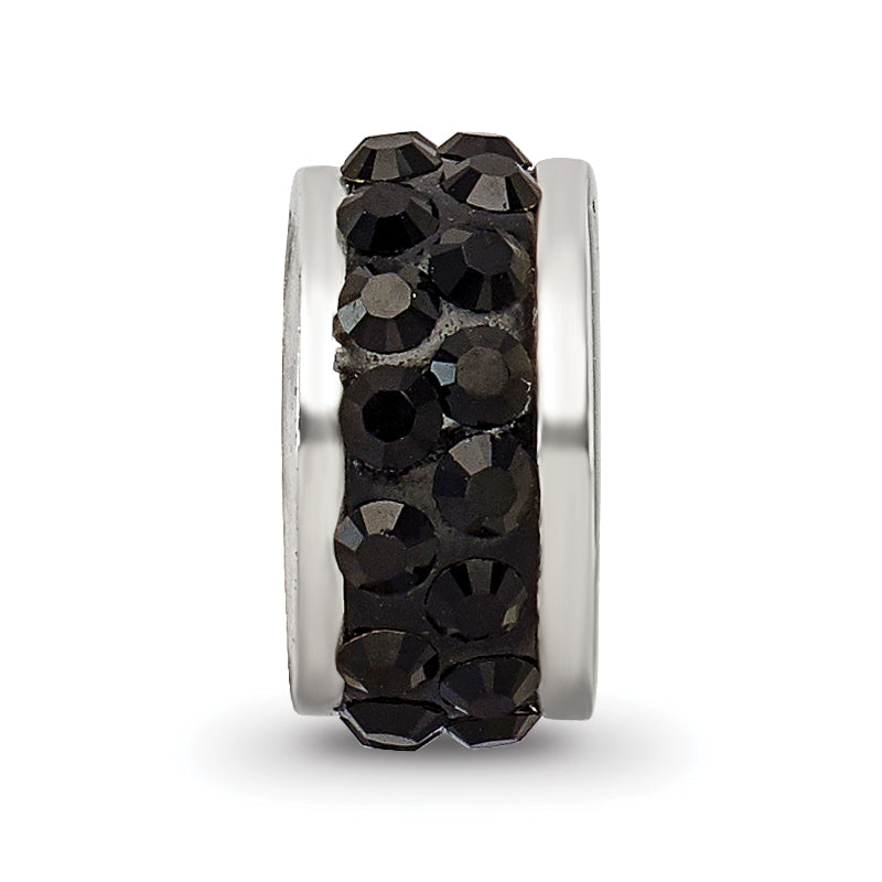 Sterling Silver Reflections Black Double Row Preciosa Crystal Bead