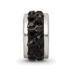 Sterling Silver Reflections Black Double Row Preciosa Crystal Bead