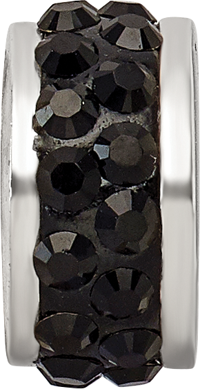 Sterling Silver Reflections Black Double Row Preciosa Crystal Bead