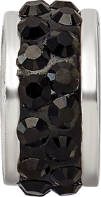 Sterling Silver Reflections Black Double Row Preciosa Crystal Bead