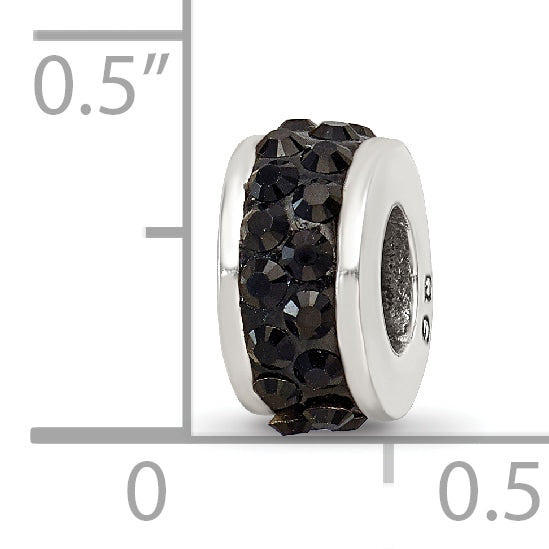 Sterling Silver Reflections Black Double Row Preciosa Crystal Bead
