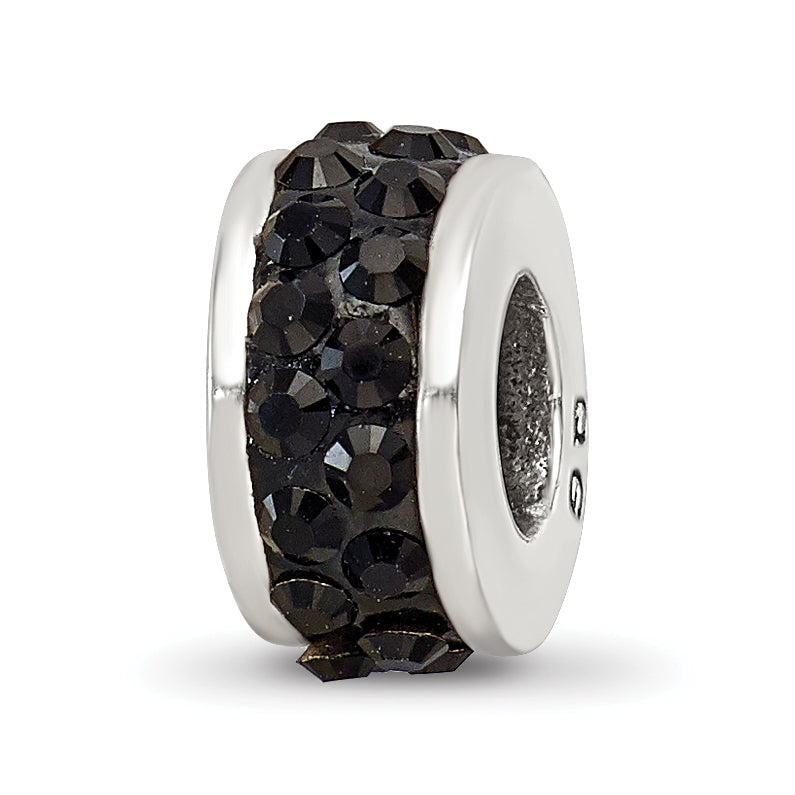 Sterling Silver Reflections Black Double Row Preciosa Crystal Bead