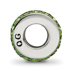 Sterling Silver 925 Double Row Green Crystal Bead Polished Finish