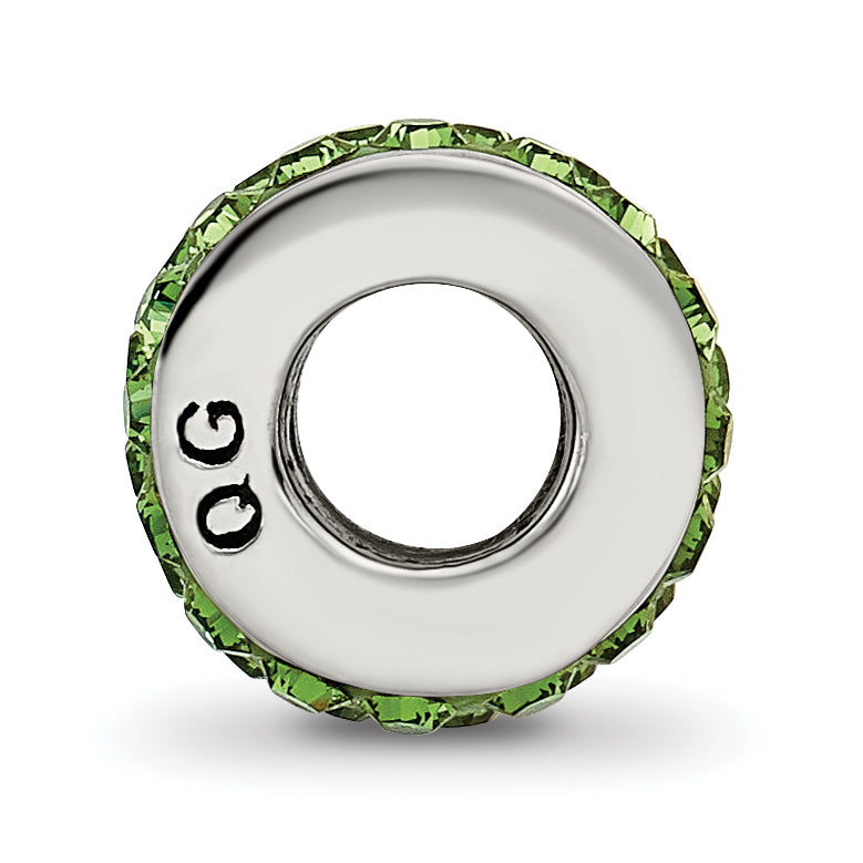 Sterling Silver 925 Double Row Green Crystal Bead Polished Finish