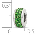 Sterling Silver 925 Double Row Green Crystal Bead Polished Finish