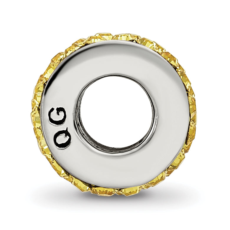Sterling Silver 925 Bead with Yellow Preciosa Crystals Polished Finish Secondary image