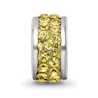 Sterling Silver 925 Bead with Yellow Preciosa Crystals Polished Finish