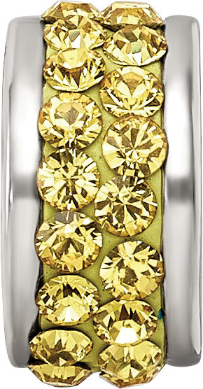 Sterling Silver 925 Bead with Yellow Preciosa Crystals Polished Finish
