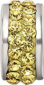 Sterling Silver 925 Bead with Yellow Preciosa Crystals Polished Finish