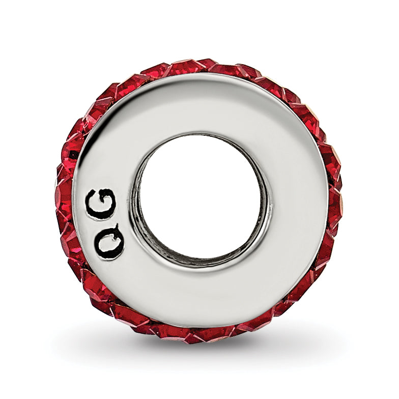 Sterling Silver Scarlet Crystal Bead with Double Row Design