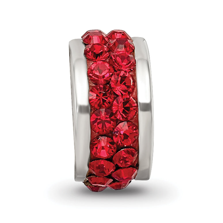 Sterling Silver Scarlet Crystal Bead with Double Row Design