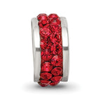 Sterling Silver Scarlet Crystal Bead with Double Row Design