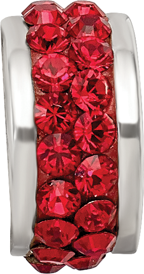 Sterling Silver Scarlet Crystal Bead with Double Row Design