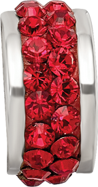 Sterling Silver Scarlet Crystal Bead with Double Row Design
