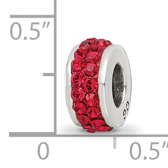 Sterling Silver Scarlet Crystal Bead with Double Row Design