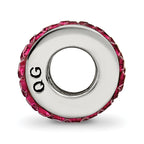 Sterling Silver Maroon Double Row Crystal Bead Polished Charm Elegant Design