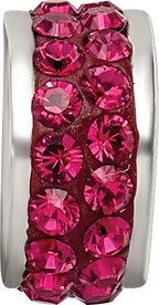 Sterling Silver Maroon Double Row Crystal Bead Polished Charm Elegant Design