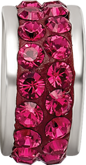 Sterling Silver Maroon Double Row Crystal Bead Polished Charm Elegant Design