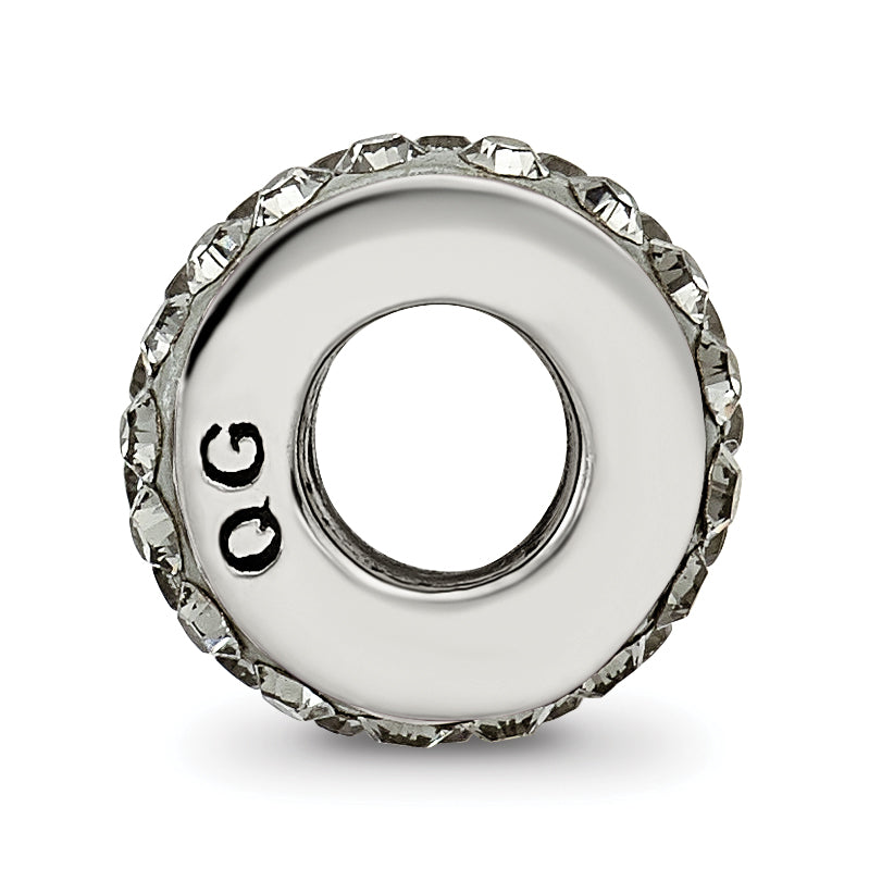 Sterling Silver 925 Double Row Crystal Bead with Grey Preciosa Stones Polished Finish Secondary image