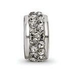 Sterling Silver 925 Double Row Crystal Bead with Grey Preciosa Stones Polished Finish