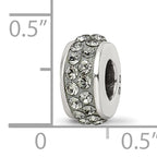 Sterling Silver 925 Double Row Crystal Bead with Grey Preciosa Stones Polished Finish
