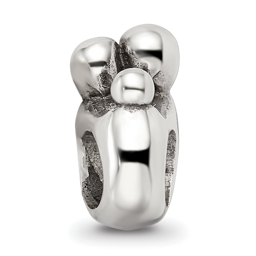 Sterling Silver 925 Family of 3 Bead with Antiqued Finish Solid Cast