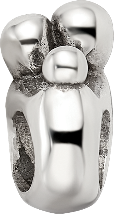 Sterling Silver 925 Family of 3 Bead with Antiqued Finish Solid Cast