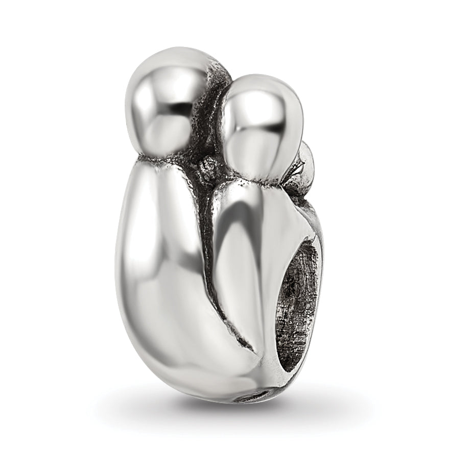 Sterling Silver 925 Family of 3 Bead with Antiqued Finish Solid Cast