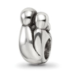 Sterling Silver 925 Family of 3 Bead with Antiqued Finish Solid Cast