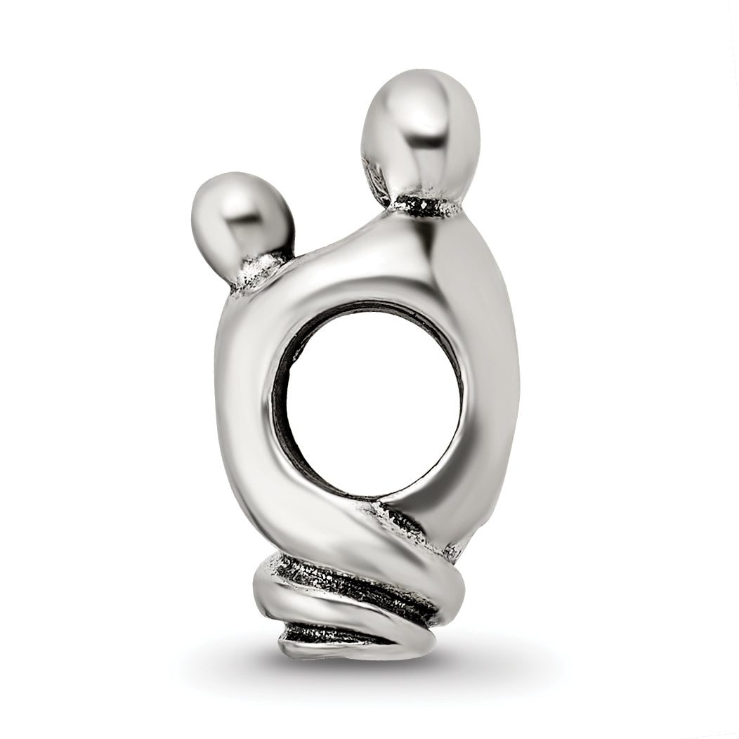 Sterling Silver 925 Family of 2 Bead with Antiqued Finish