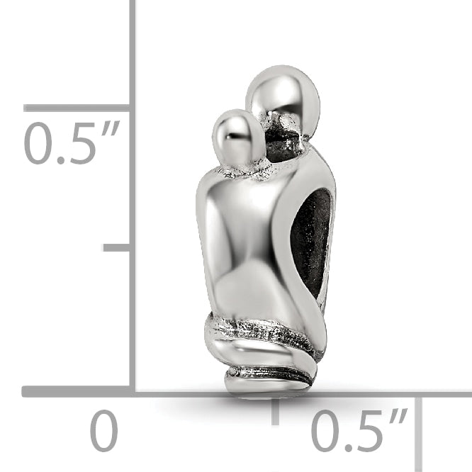 Sterling Silver 925 Family of 2 Bead with Antiqued Finish
