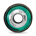 Sterling Silver 925 Murano Glass Bead with Teal Black Stripes