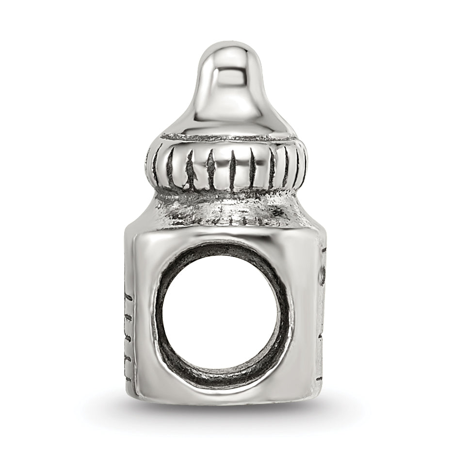 Sterling Silver 925 Baby Bottle Bead with Antiqued Finish Vintage Charm Secondary image