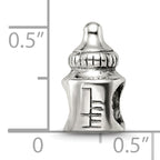 Sterling Silver 925 Baby Bottle Bead with Antiqued Finish Vintage Charm
