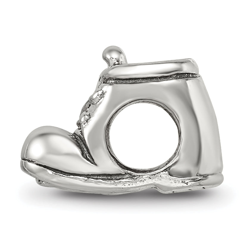 Sterling Silver 925 Baby Shoe Bead with Antiqued Finish Solid Cast Design Secondary image