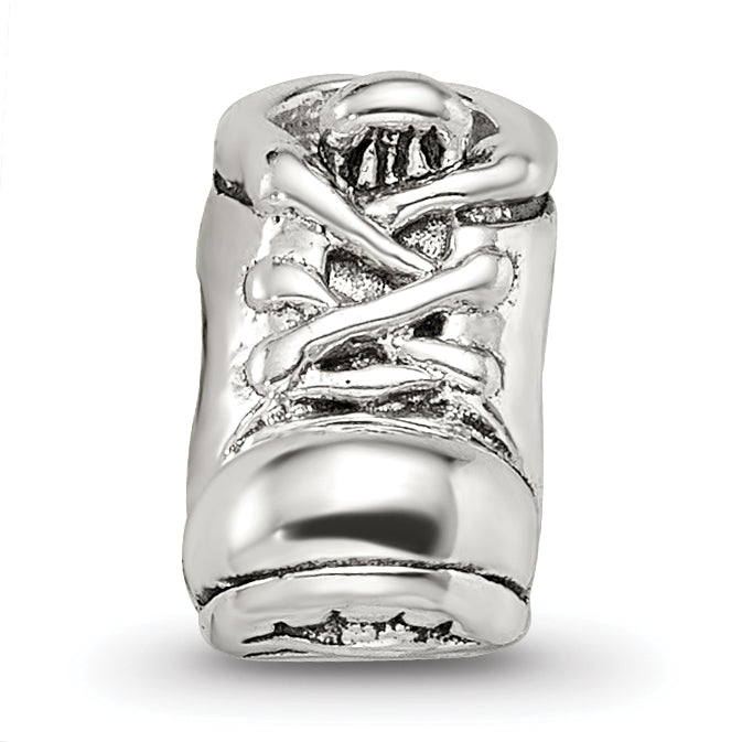 Sterling Silver 925 Baby Shoe Bead with Antiqued Finish Solid Cast Design