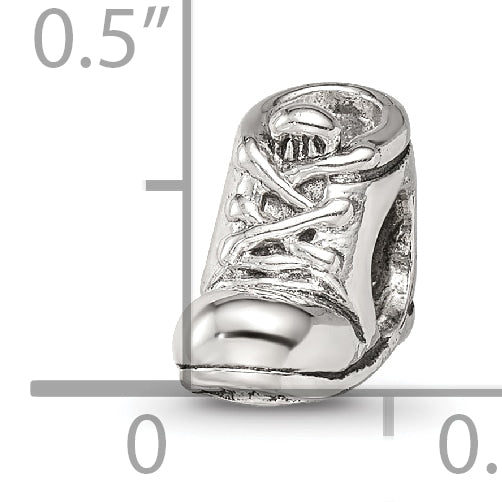 Sterling Silver 925 Baby Shoe Bead with Antiqued Finish Solid Cast Design