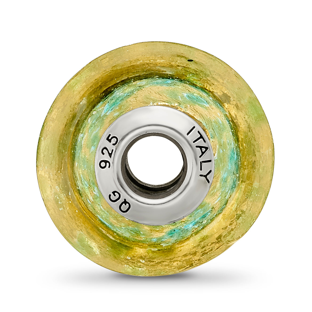 Sterling Silver 925 Murano Glass Bead in Yellow/Teal Antiqued Finish Elegant Design Secondary image